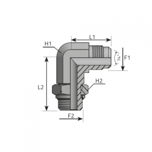 90° adjustable Adapter male JIC – metric male/O-ring and retaining seal. (LMJ..MOM.R)